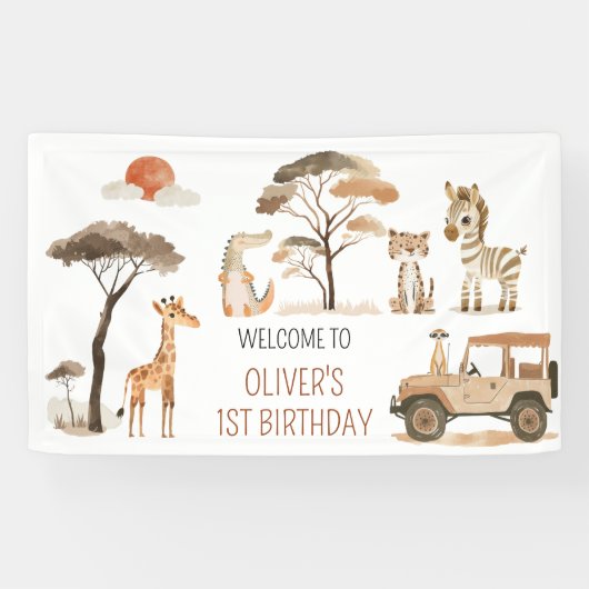 Wild One Boy 1. Geburtstag Safari Banner (Horizontal)