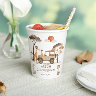 Wild One Boy 1. Geburtstag Safari Pappbecher