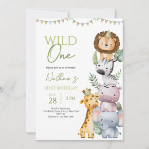Wild One Boy Birthday Einladung