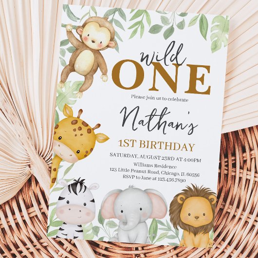 Wild One Boy Birthday Einladung