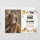 Wild One Boy First Birthday Foto Einladung (Vorderseite)