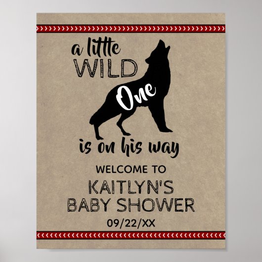 Wild One Boys Baby Dusche Willkommen Poster (Vorne)