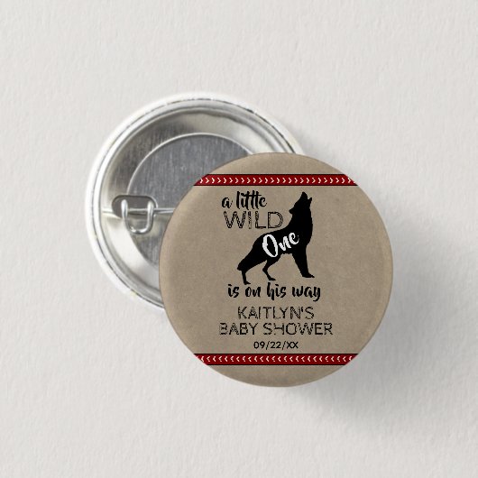 Wild One Boys Baby Shower Button (Vorne & Hinten)