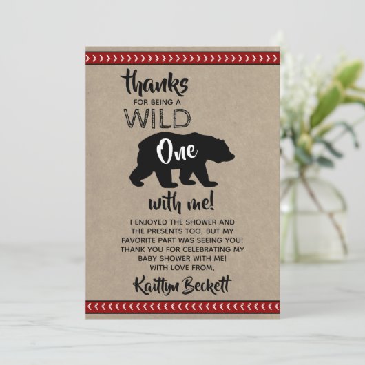 Wild One Boys Baby Shower Dankeskarte (Stehend Vorderseite)