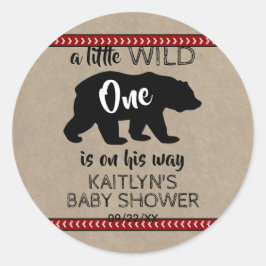 Wild One Boys Baby Shower Runder Aufkleber