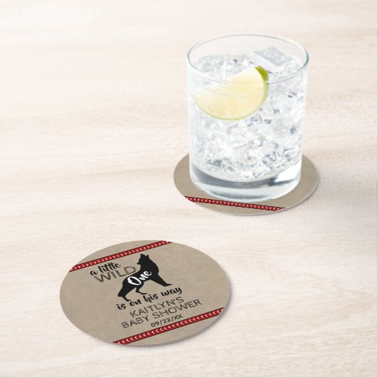 Wild One Boys Baby Shower Runder Pappuntersetzer (Vor Ort)