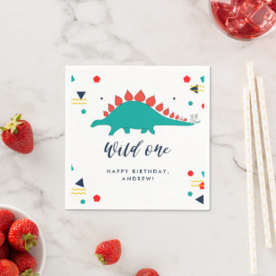 Wild One Boys Confetti Dinosaur Geburtstagsparty Serviette