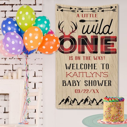 Wild One Boys Rustikale Karierte Lumberjack Babydu Banner