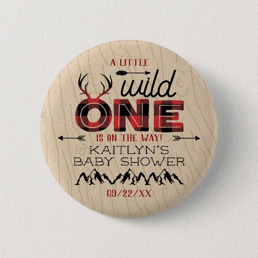 Wild One Boys Rustikale Karierte Lumberjack Babydu Button (Vorderseite)