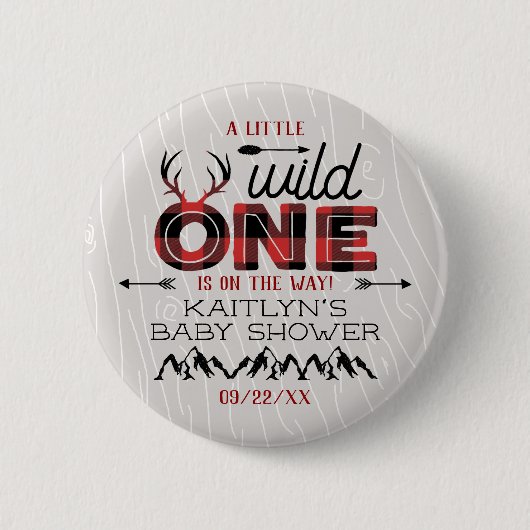 Wild One Boys Rustikale Karierte Lumberjack Babydu Button (Vorderseite)