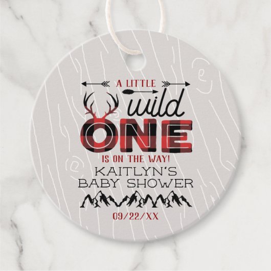 Wild One Boys Rustikale Karierte Lumberjack Babydu Geschenkanhänger (Vorderseite)