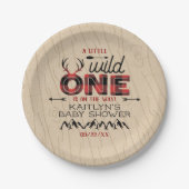 Wild One Boys Rustikale Karierte Lumberjack Babydu Pappteller (Vorderseite)