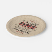 Wild One Boys Rustikale Karierte Lumberjack Babydu Pappteller (Schrägansicht)