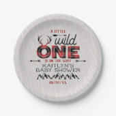 Wild One Boys Rustikale Karierte Lumberjack Babydu Pappteller (Vorderseite)