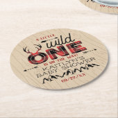 Wild One Boys Rustikale Karierte Lumberjack Babydu Runder Pappuntersetzer (Angewinkelt)