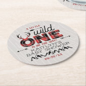 Wild One Boys Rustikale Karierte Lumberjack Babydu Runder Pappuntersetzer (Angewinkelt)