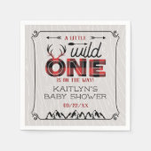 Wild One Boys Rustikale Karierte Lumberjack Babydu Serviette (Vorderseite)