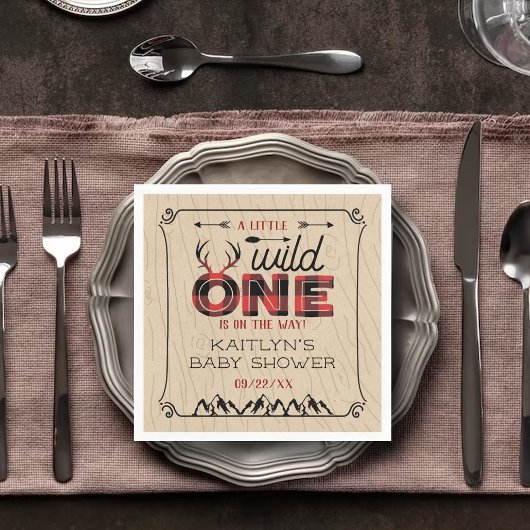 Wild One Boys Rustikale Karierte Lumberjack Babydu Serviette