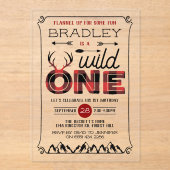 Wild One Boys Rustikaler Kariert Lumberjack 1. Geb Acryleinladungen (Vorderseite)