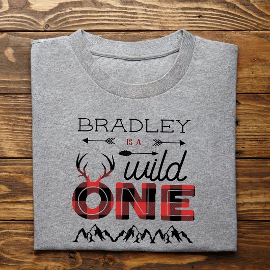 Wild One Boys Rustikaler Kariert Lumberjack 1. Geb Baby T-shirt