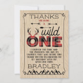 Wild One Boys Rustikaler Kariert Lumberjack 1. Geb Dankeskarte (Vorderseite)