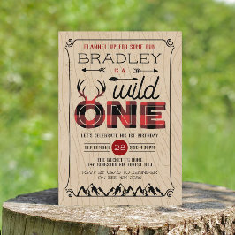 Wild One Boys Rustikaler Kariert Lumberjack 1. Geb Einladung