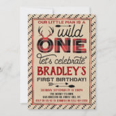Wild One Boys Rustikaler Kariert Lumberjack 1. Geb Einladung (Vorderseite)