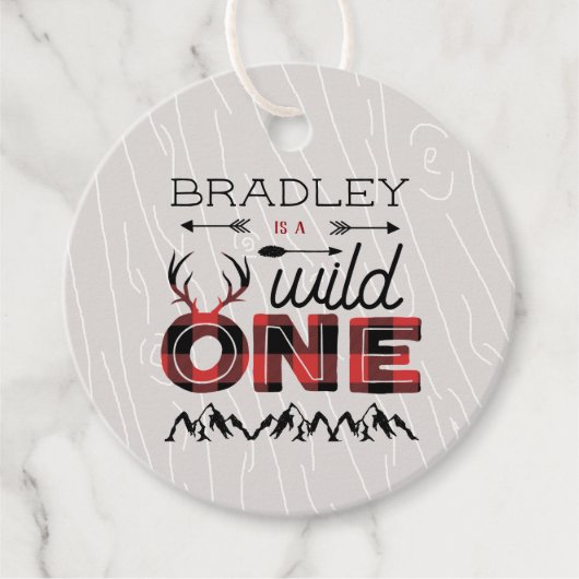 Wild One Boys Rustikaler Kariert Lumberjack 1. Geb Geschenkanhänger (Vorderseite)