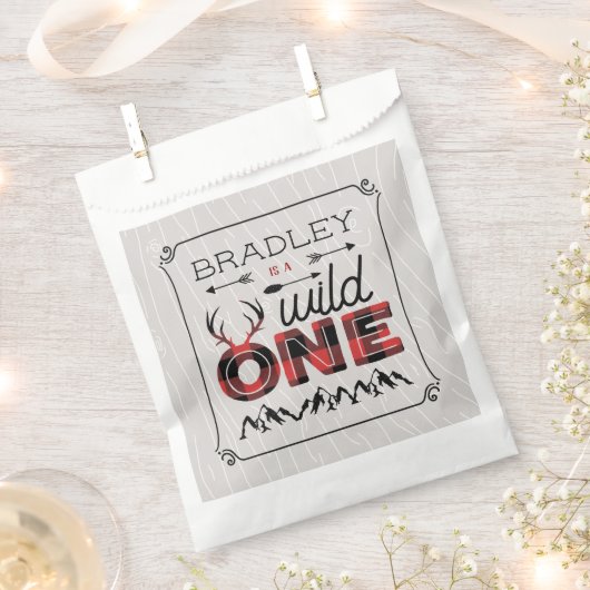 Wild One Boys Rustikaler Kariert Lumberjack 1. Geb Geschenktütchen (Ausgeschnitten)