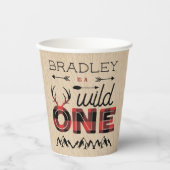 Wild One Boys Rustikaler Kariert Lumberjack 1. Geb Pappbecher (Vorderseite)