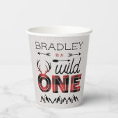 Wild One Boys Rustikaler Kariert Lumberjack 1. Geb Pappbecher (Rückseite)