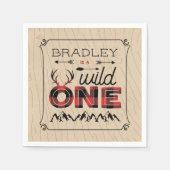 Wild One Boys Rustikaler Kariert Lumberjack 1. Geb Serviette (Vorderseite)