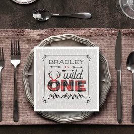 Wild One Boys Rustikaler Kariert Lumberjack 1. Geb Serviette