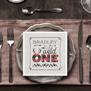 Wild One Boys Rustikaler Kariert Lumberjack 1. Geb Serviette