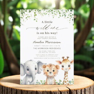 Wild One Boys Safari Animals Baby Shower Einladung