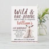 Wild One Boys Teepee zum Geburtstag Einladung (Stehend Vorderseite)