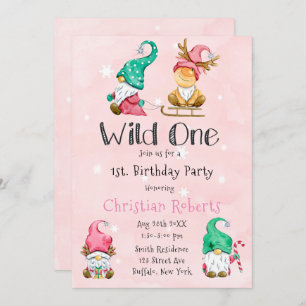Wild One Christmas Gnome 1. Geburtstag Einladung
