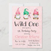 Wild One Christmas Gnomes 1. Geburtstag Party Einladung (Vorderseite)