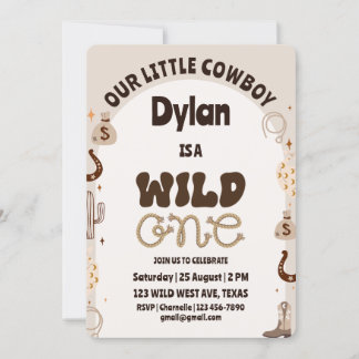 Wild One Cowboy Birthday Einladung