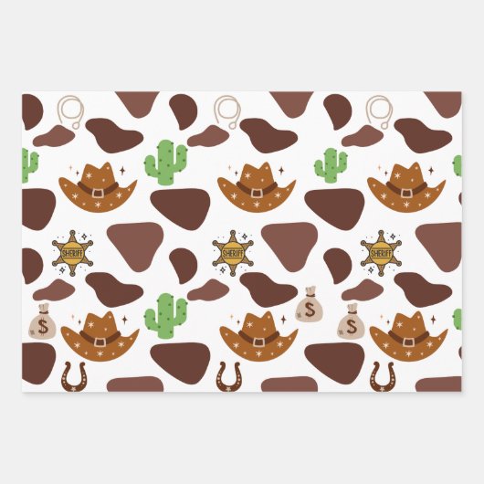 Wild One Cowboy Birthday Geschenkpapier Set (Vorderseite)