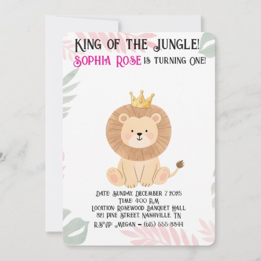 Wild One Crown erste Geburtstagseinladung Einladung (Vorderseite)