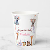 Wild One Cute Animals Balloon girls Birthday Pappbecher (Rückseite)