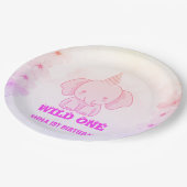 Wild One Cute Elephant 1st Birthday Pappteller (Schrägansicht)