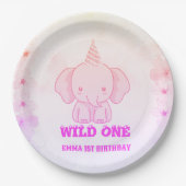 Wild One Cute Elephant 1st Birthday Pappteller (Vorderseite)