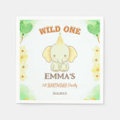 Wild One Cute Elephant 1st Birthday Serviette (Vorderseite)