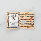 Wild One Cute Quote Safari Animal Birthday Photo Einladung (Innenseite)