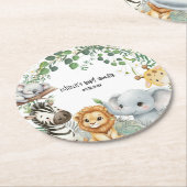 Wild One Cute Safari Jungle Animals Baby Shower  Runder Pappuntersetzer (Angewinkelt)