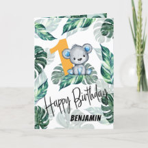 Wild One Cute Watercolor Bear 1st Birthday