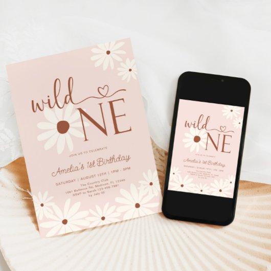 Wild One Daisy 1. Geburtstag Einladung