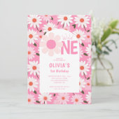 Wild One Daisy 1. Geburtstag Foto Einladung (Stehend Vorderseite)